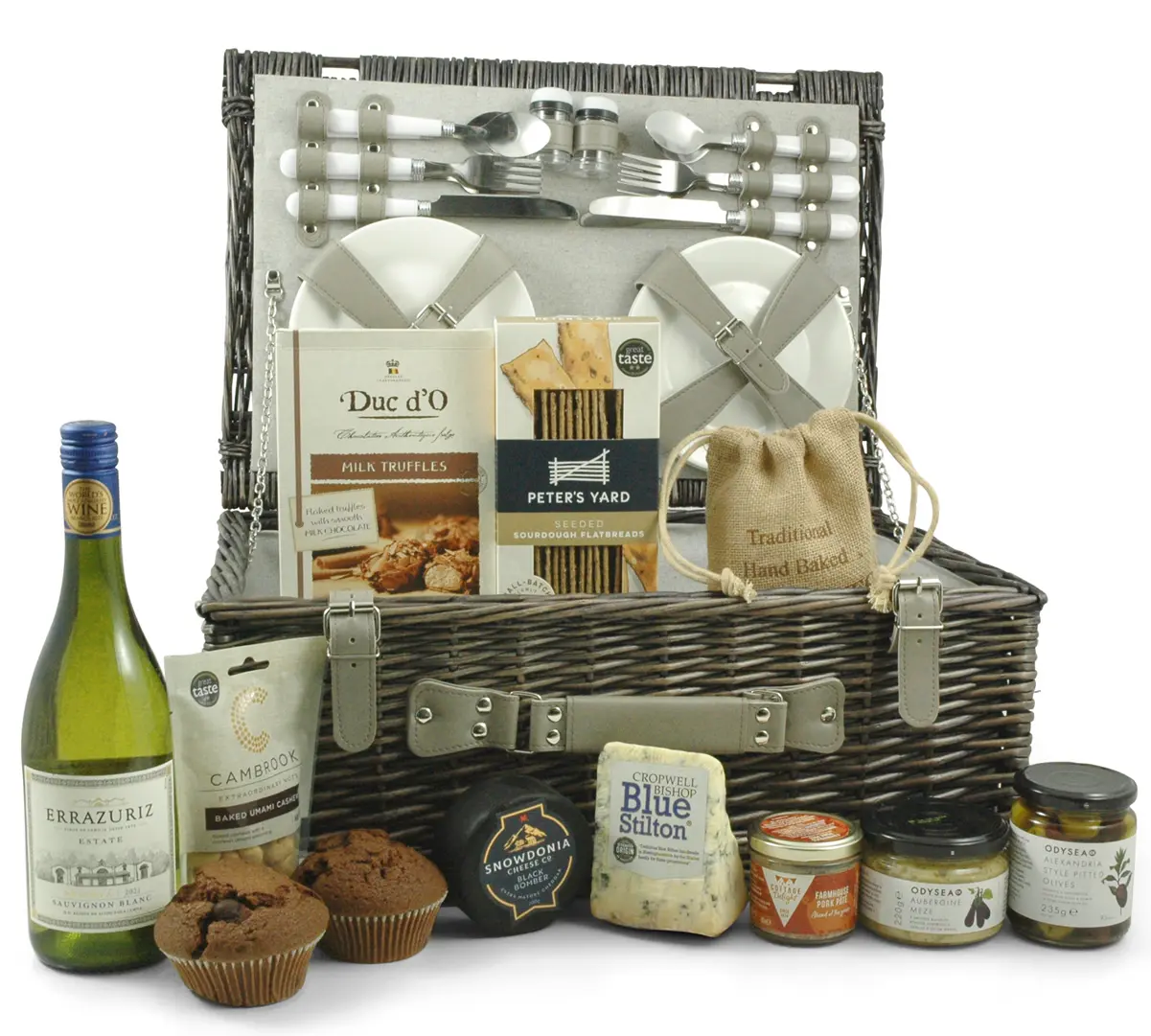 Picnic Food Hamper for Four with Cheese & Wine