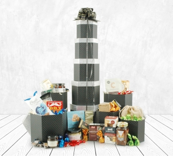 Corporate Christmas Hampers | Business Christmas Gifts | Hampergifts - Black & Silver Grand Banquet Festive Tower