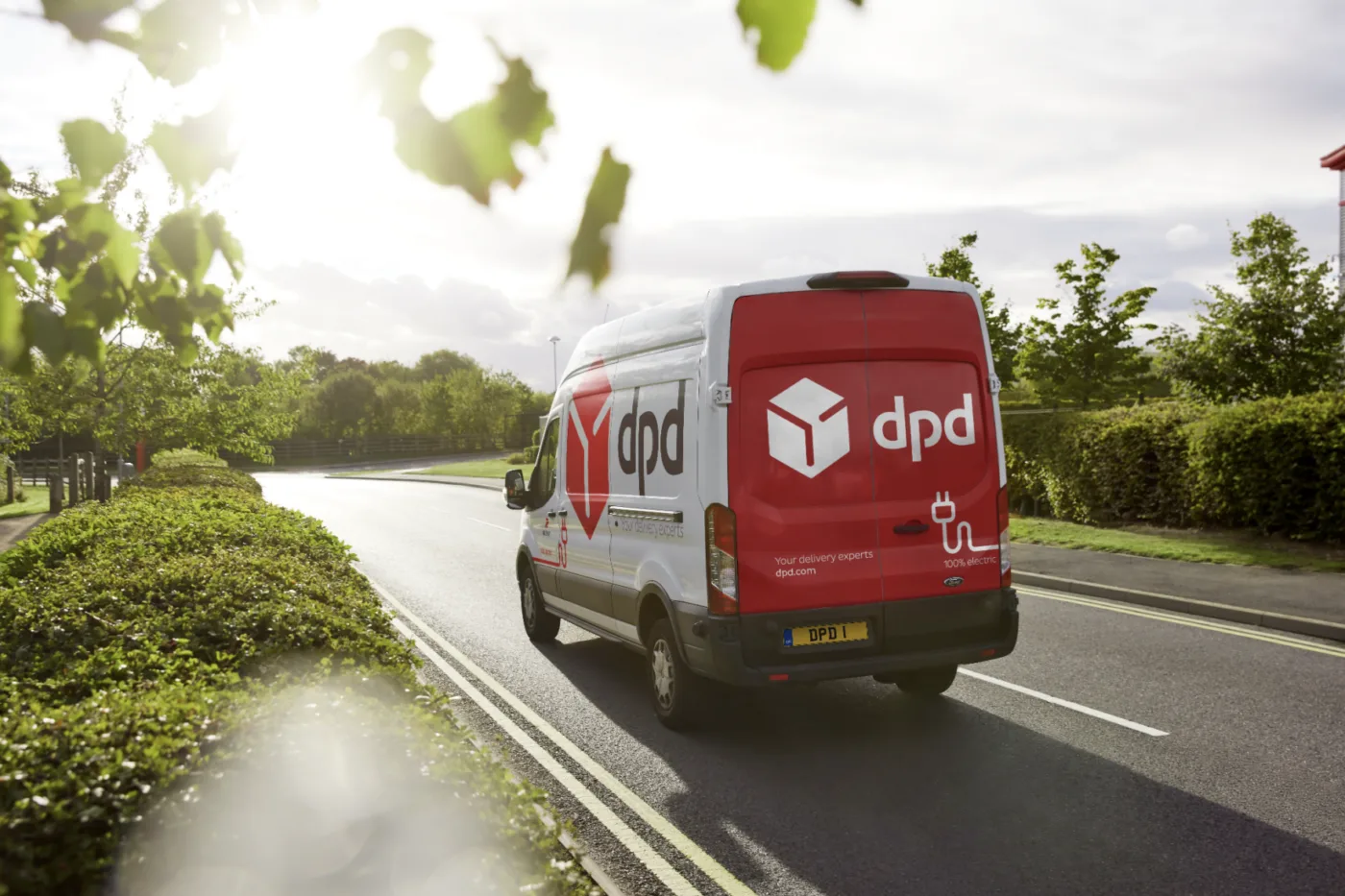 Electric delivery van on a UK street